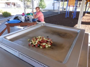 Dinner and Nancy in the wind