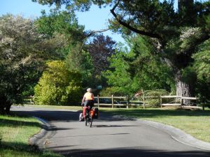 Nancy riding out of camp
