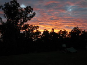 Sunset last night at camp - note the tent