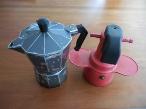 Old Espresso makers - one on left went round the world