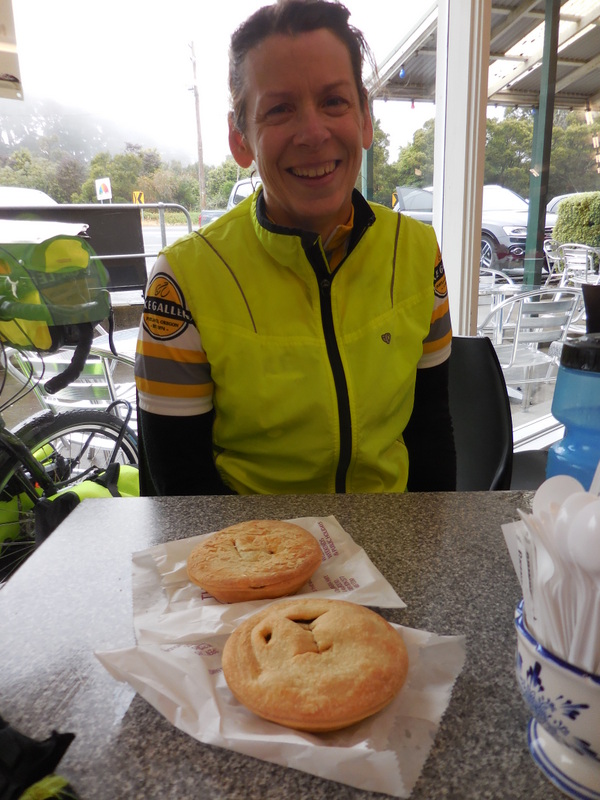 Nancy with two pies - ok, one  belonged to Dave