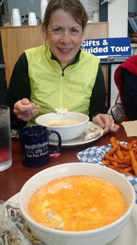 Nancy and an Oregon clam chowder