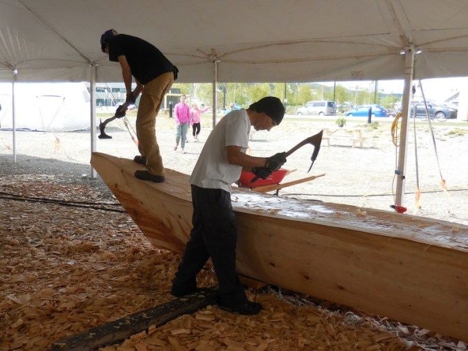 Carving dugout canoe 2