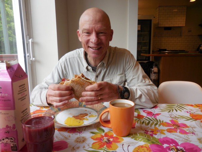 Egg and bacon roll - happy