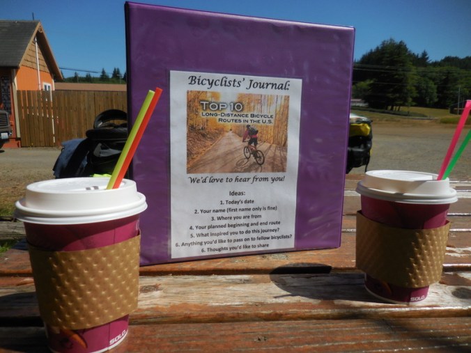 Cyclist book at Naselle Espresso