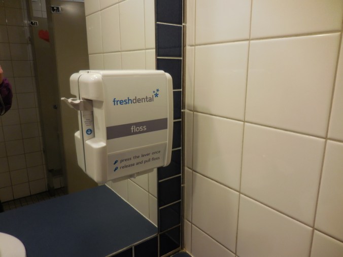 Dental floss dispenser at lunch resaurant