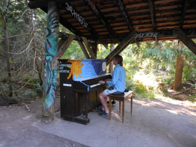 Nancy playing in the woods