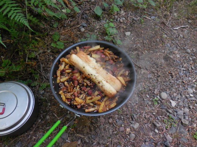 Pork, sweet potatoes, scallion and garlic stir fry