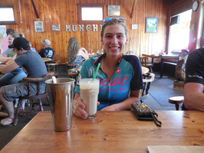 Anna is happy about her milkshake