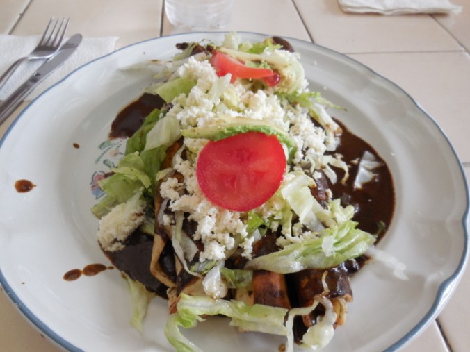 Chicken and mole negro tacos