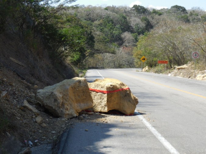 ROck in road, no problem, just put tape around it