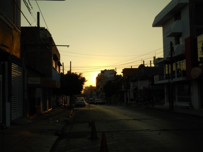 Sunrise leaving the hotel