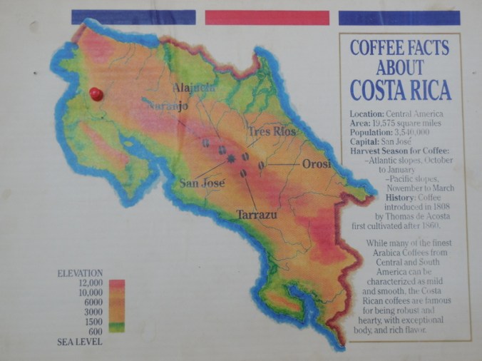 Costa Rica coffee map