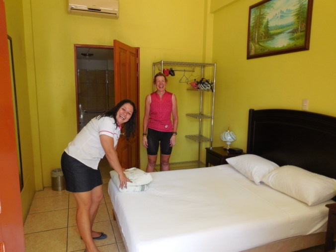 Our room and the check-in lady