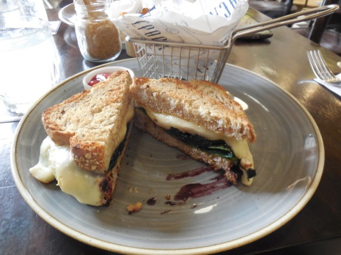 Toasted blueberry and cheese sandwich