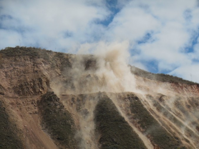 Blasting at the mine