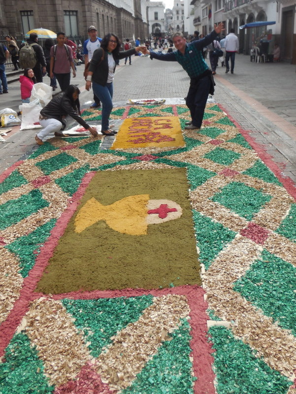 Flower arangers near the church