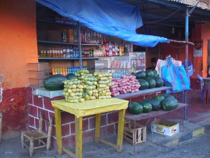 Typical roadside stand - food wrapped for dust