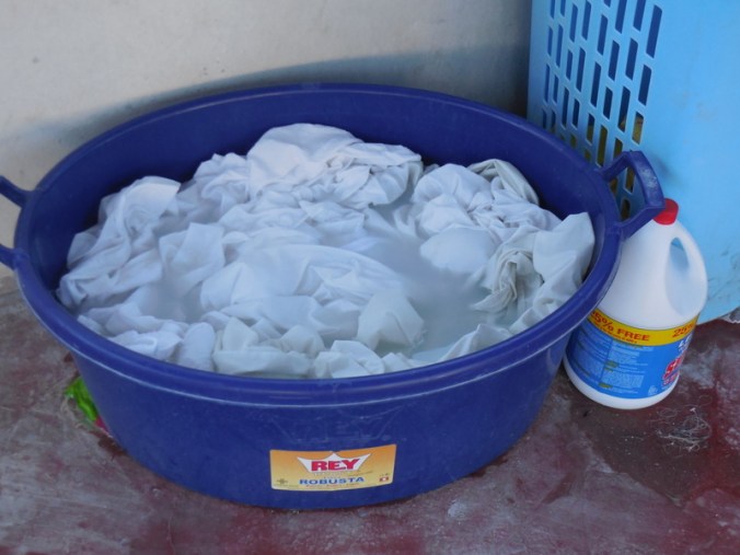 Laundry at the hotel - they bucket wash every sheet and towell
