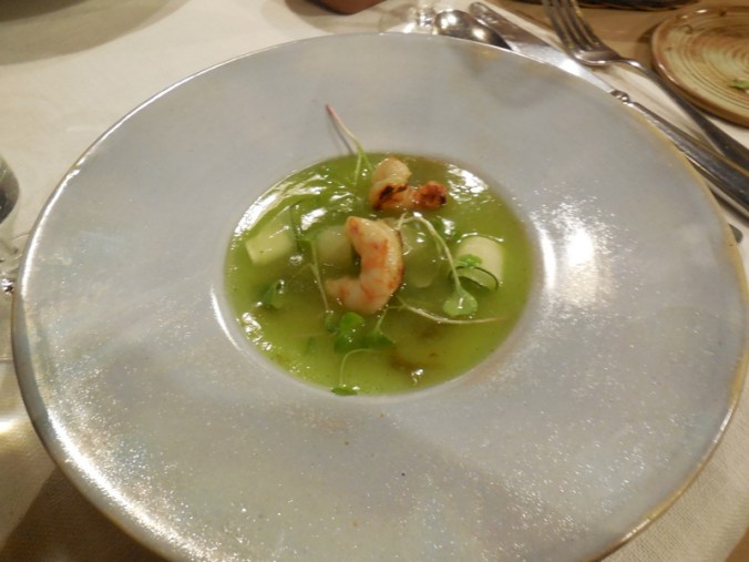 Dinner - Mellon soup with prawns